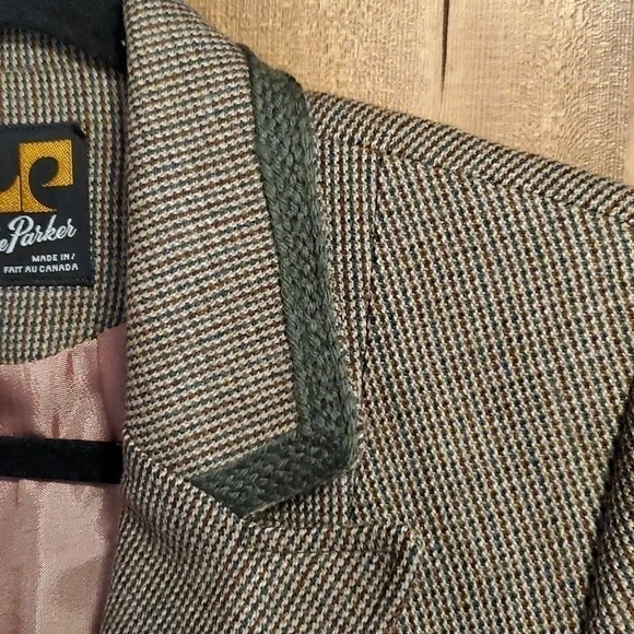 Lee Parker Vintage Brown Pinstripe Pure Wool 2 Button Blazer Est Size S/M - Picture 4 of 14